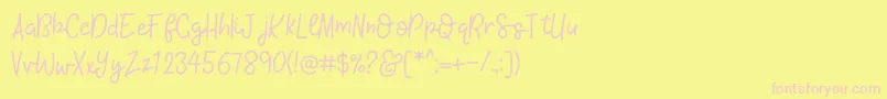 KhBlacklineScriptMedium Font – Pink Fonts on Yellow Background