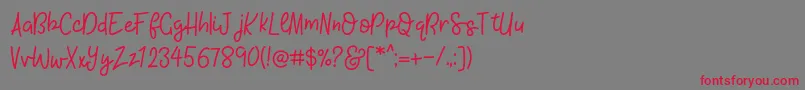 KhBlacklineScriptMedium Font – Red Fonts on Gray Background