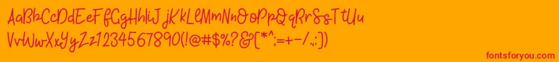 KhBlacklineScriptMedium Font – Red Fonts on Orange Background