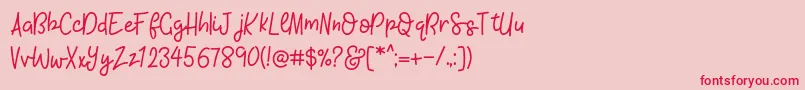 KhBlacklineScriptMedium Font – Red Fonts on Pink Background