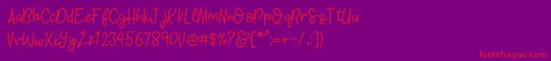 KhBlacklineScriptMedium Font – Red Fonts on Purple Background