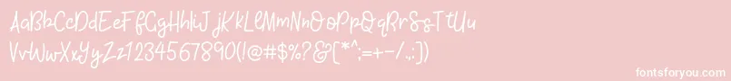 KhBlacklineScriptMedium-Schriftart – Weiße Schriften auf rosa Hintergrund