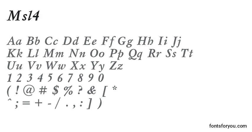 Schriftart Msl4 – Alphabet, Zahlen, spezielle Symbole