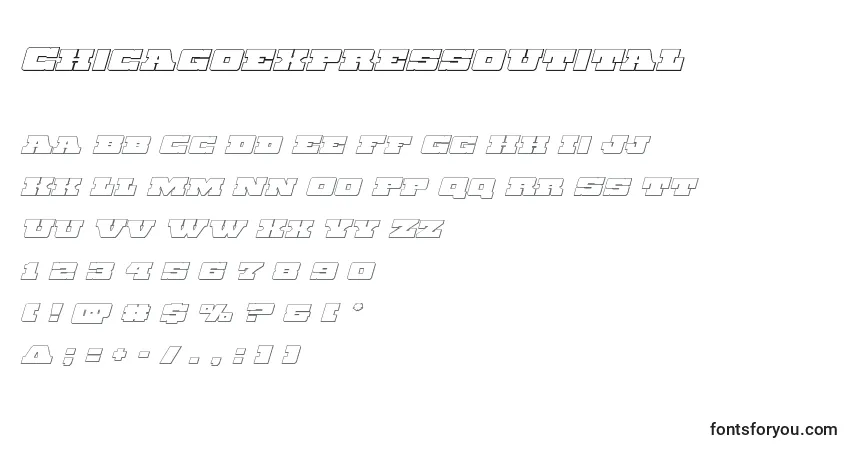 Шрифт Chicagoexpressoutital – алфавит, цифры, специальные символы