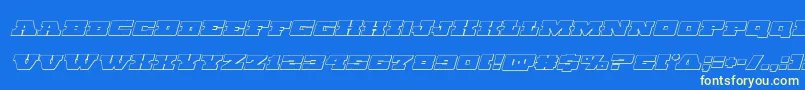 フォントChicagoexpressoutital – 黄色の文字、青い背景