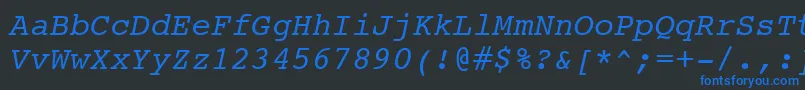 Czcionka CourierItalicSwa – niebieskie czcionki na czarnym tle