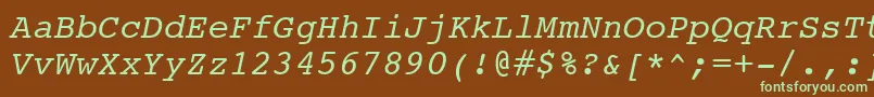 Шрифт CourierItalicSwa – зелёные шрифты на коричневом фоне