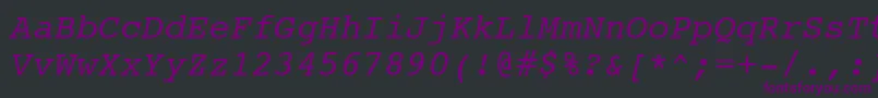 フォントCourierItalicSwa – 黒い背景に紫のフォント