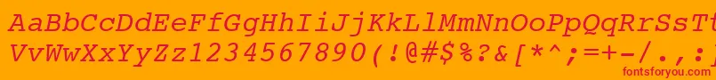 CourierItalicSwa Font – Red Fonts on Orange Background