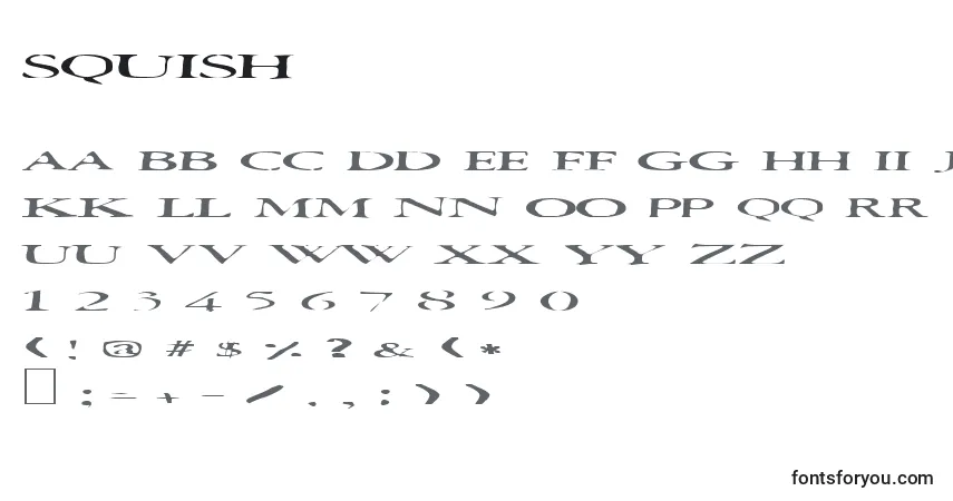 A fonte Squish – alfabeto, números, caracteres especiais