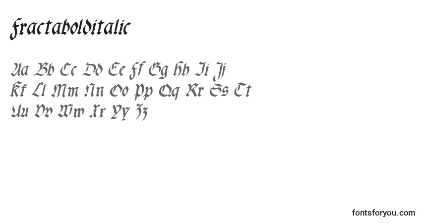 A fonte Fractabolditalic – alfabeto, números, caracteres especiais