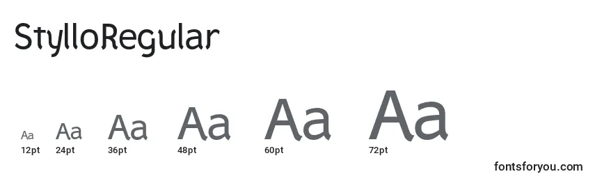 Размеры шрифта StylloRegular