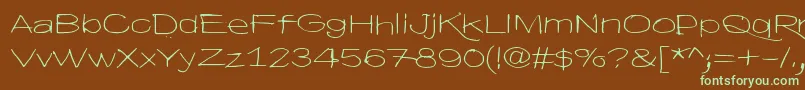 フォントHyvaVoittaaPahan60 – 緑色の文字が茶色の背景にあります。