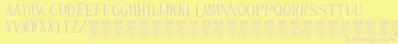 RandydecleanDemo-fontti – vaaleanpunaiset fontit keltaisella taustalla