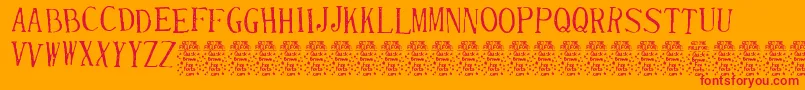 Czcionka RandydecleanDemo – czerwone czcionki na pomarańczowym tle