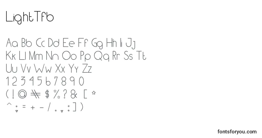 A fonte LightTfb – alfabeto, números, caracteres especiais