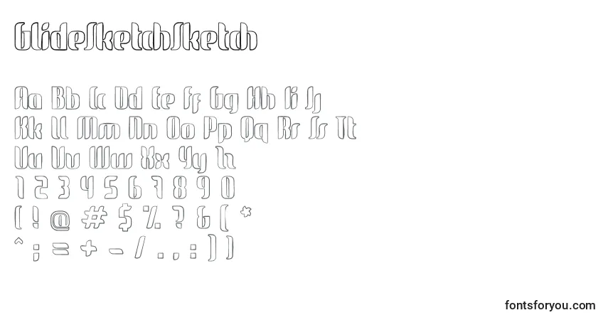 A fonte GlideSketchSketch – alfabeto, números, caracteres especiais