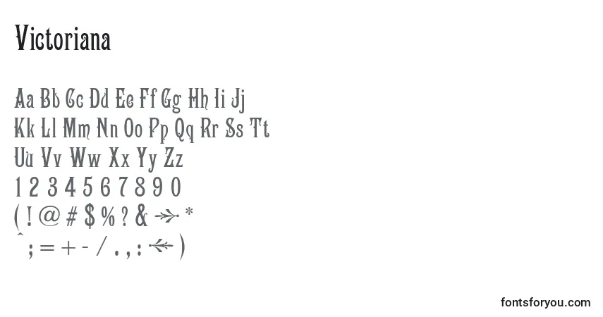Шрифт Victoriana – алфавит, цифры, специальные символы