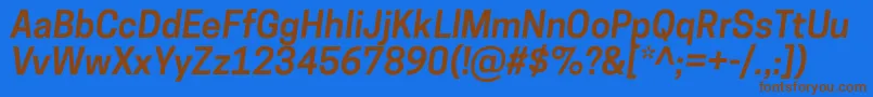 フォントCooperhewittSemibolditalic – 茶色の文字が青い背景にあります。