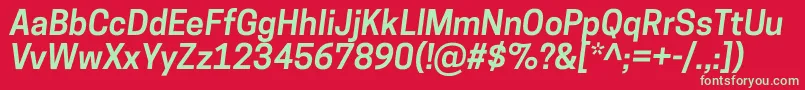 フォントCooperhewittSemibolditalic – 赤い背景に緑の文字