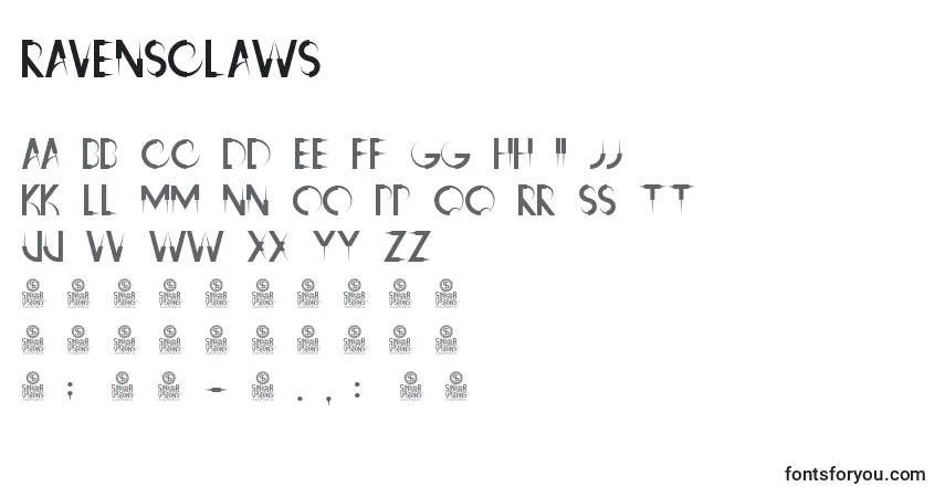 Schriftart RavensClaws – Alphabet, Zahlen, spezielle Symbole