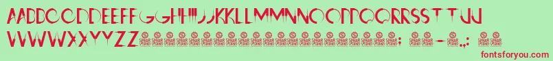 RavensClaws-Schriftart – Rote Schriften auf grünem Hintergrund