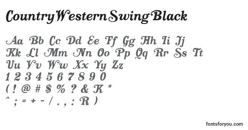 Czcionka CountryWesternSwingBlack – alfabet, cyfry, specjalne znaki