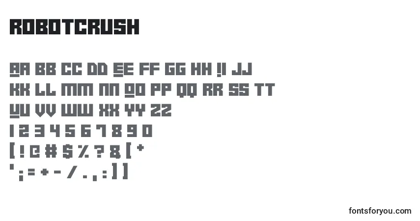 Schriftart RobotCrush (115177) – Alphabet, Zahlen, spezielle Symbole