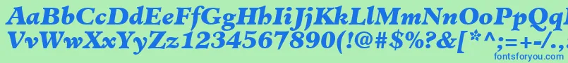 ClericBlackSsiBlackItalic-Schriftart – Blaue Schriften auf grünem Hintergrund