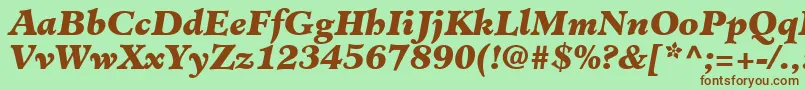 フォントClericBlackSsiBlackItalic – 緑の背景に茶色のフォント