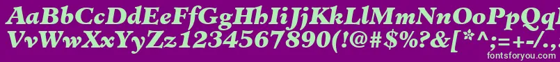 フォントClericBlackSsiBlackItalic – 紫の背景に緑のフォント
