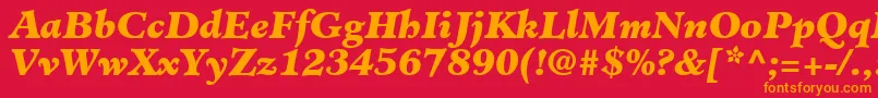 フォントClericBlackSsiBlackItalic – 赤い背景にオレンジの文字
