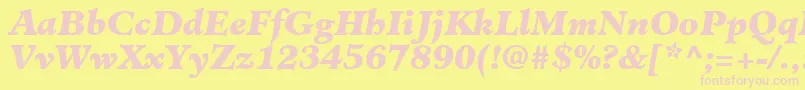 Fonte ClericBlackSsiBlackItalic – fontes rosa em um fundo amarelo