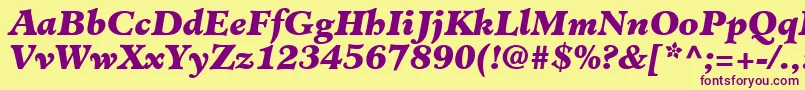 フォントClericBlackSsiBlackItalic – 紫色のフォント、黄色の背景