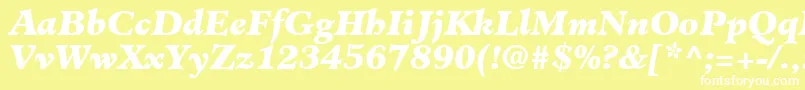 ClericBlackSsiBlackItalic-Schriftart – Weiße Schriften auf gelbem Hintergrund