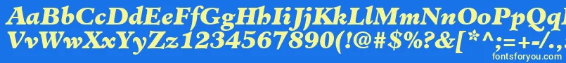フォントClericBlackSsiBlackItalic – 黄色の文字、青い背景