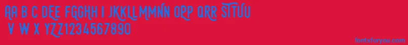 HamurzFreeVersion-Schriftart – Blaue Schriften auf rotem Hintergrund