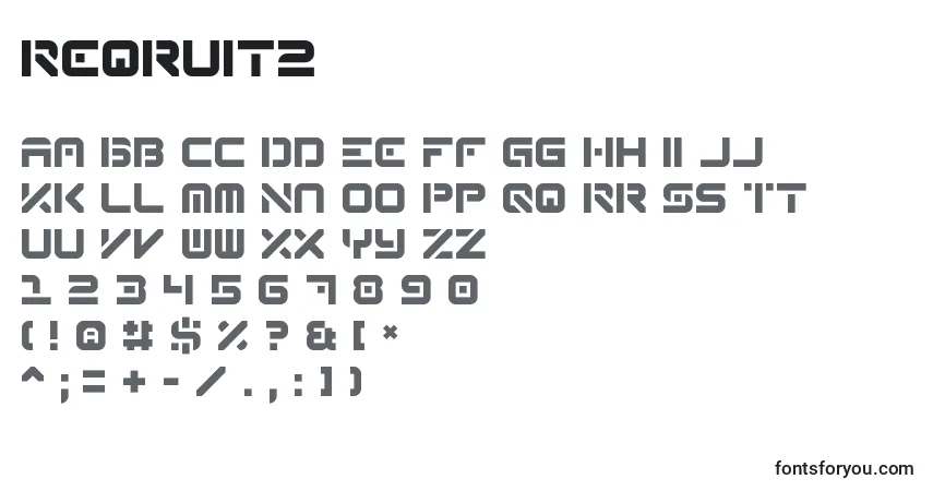 Reqruit2-fontti – aakkoset, numerot, erikoismerkit