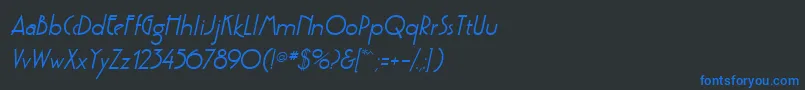 Шрифт PoufSsiSemiBoldItalic – синие шрифты на чёрном фоне