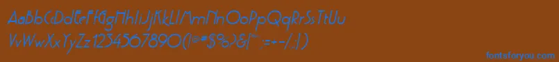 PoufSsiSemiBoldItalic-fontti – siniset fontit ruskealla taustalla