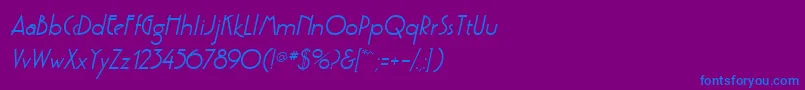PoufSsiSemiBoldItalic-fontti – siniset fontit violetilla taustalla