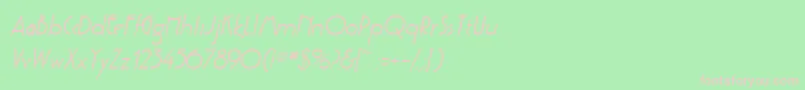 PoufSsiSemiBoldItalic-fontti – vaaleanpunaiset fontit vihreällä taustalla
