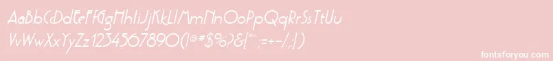 PoufSsiSemiBoldItalic-fontti – valkoiset fontit vaaleanpunaisella taustalla