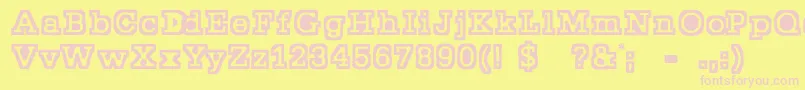 Stocky-fontti – vaaleanpunaiset fontit keltaisella taustalla