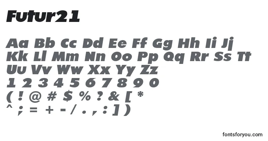 Futur21-fontti – aakkoset, numerot, erikoismerkit