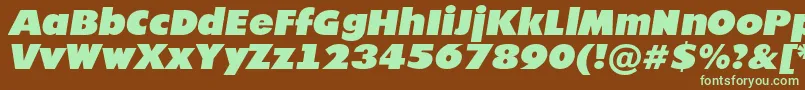 フォントFutur21 – 緑色の文字が茶色の背景にあります。