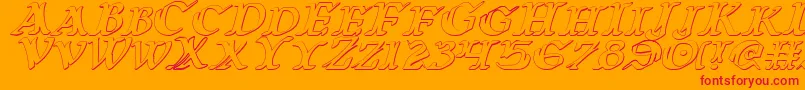 WarsOfAsgard3DItalic Font – Red Fonts on Orange Background