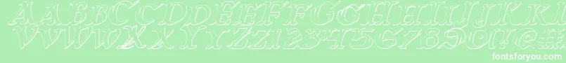 WarsOfAsgard3DItalic Font – White Fonts on Green Background