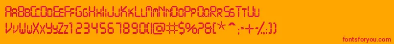 フォントVcrscapsssk – オレンジの背景に赤い文字