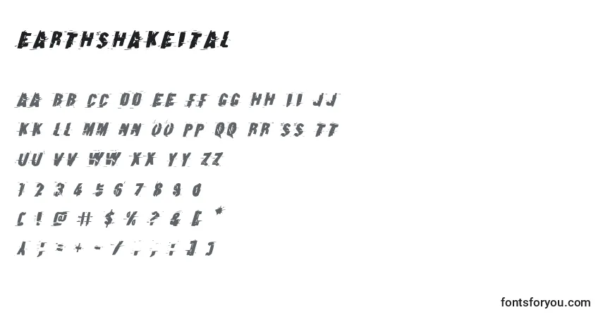 Earthshakeital-fontti – aakkoset, numerot, erikoismerkit